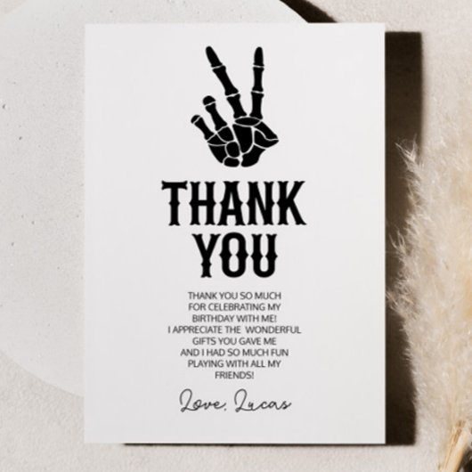 Slechte twee het botskelet 2e verjaardagsfeestje bedankkaart