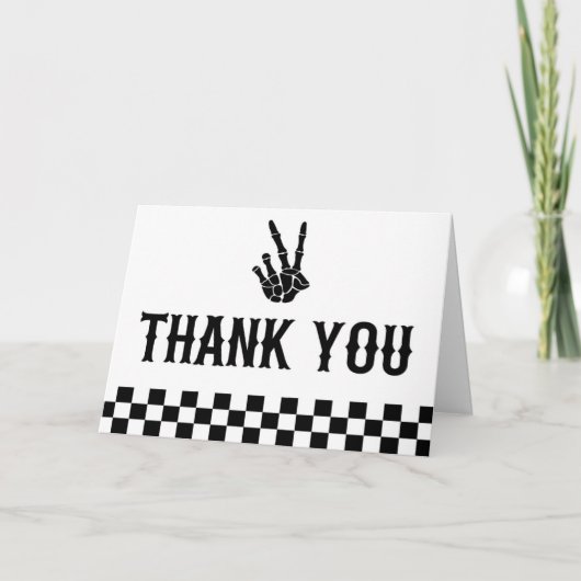 Slechte twee het botskelet 2e verjaardagsfeestje bedankkaart (Voorkant)