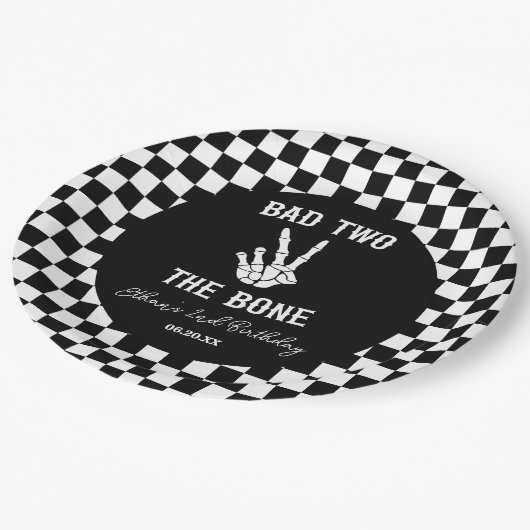 Slechte twee het botskelet 2e verjaardagsfeestje papieren bordje (Gekanteld)