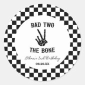 Slechte twee het botskelet 2e verjaardagsfeestje ronde sticker (Voorkant)