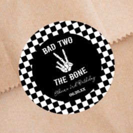 Slechte twee het botskelet 2e verjaardagsfeestje ronde sticker