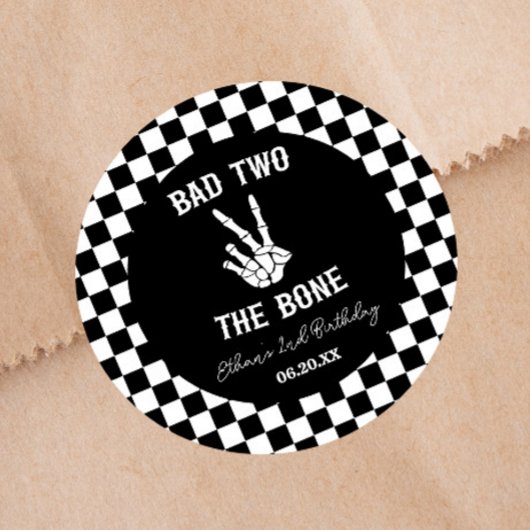 Slechte twee het botskelet 2e verjaardagsfeestje ronde sticker