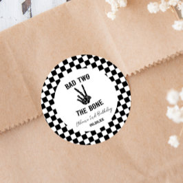 Slechte twee het botskelet 2e verjaardagsfeestje ronde sticker