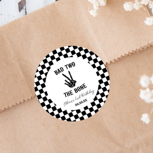 Slechte twee het botskelet 2e verjaardagsfeestje ronde sticker