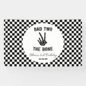 Slechte twee het botskelet 2e verjaardagsfeestje spandoek (Horizontaal)