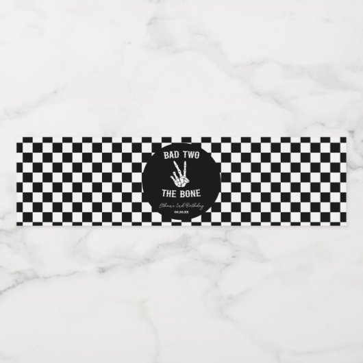 Slechte twee het botskelet 2e verjaardagsfeestje waterfles etiket (Enkel label)