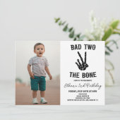 Slechte twee het botskelet foto 2e verjaardagsfees kaart (Staand voorkant)