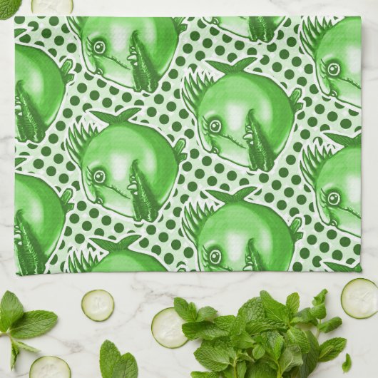 slechte vent lelijke vis grappige cartoon theedoek (Gevouwen)