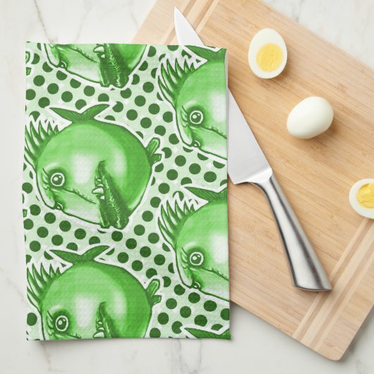 slechte vent lelijke vis grappige cartoon theedoek (Quarter Fold)