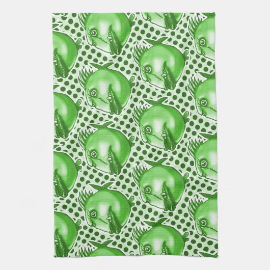 slechte vent lelijke vis grappige cartoon theedoek (Verticaal)