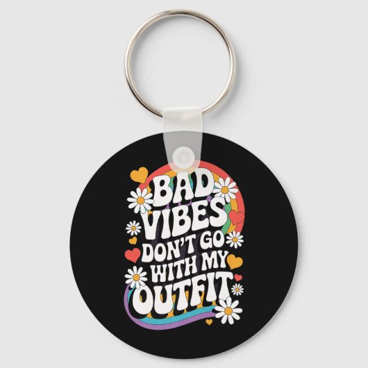 Slechte vibes gaan niet met mijn outfit Retro Groo Sleutelhanger (Voorkant)