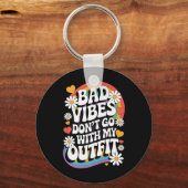 Slechte vibes gaan niet met mijn outfit Retro Groo Sleutelhanger (Voorkant)