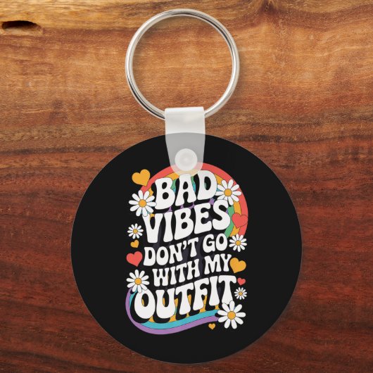 Slechte vibes gaan niet met mijn outfit Retro Groo Sleutelhanger (Voorkant)