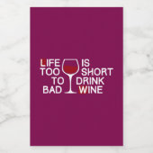 Slechte wijn wijn etiket (Enkel label)