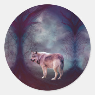 Slechte wolf in borstbos ronde sticker