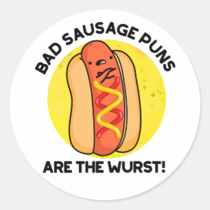 Slechte worstgrapjes zijn de ergste lol met hotdog ronde sticker