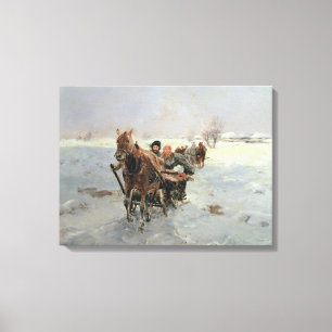 Slechten in een winterlandschap canvas afdruk