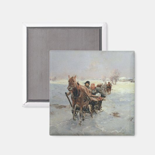 Slechten in een winterlandschap magneet (Voorkant / Achterkant)