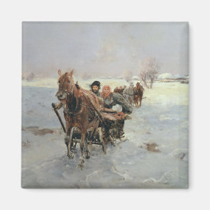 Slechten in een winterlandschap magneet