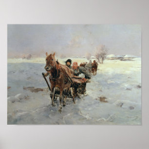 Slechten in een winterlandschap poster