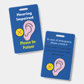 Slechthorende veter Slechthorend identificatie ide Badge (Voor- en achterkant)
