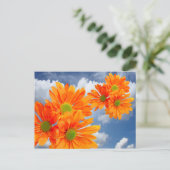 Slechts 3 Gerbera Daisy Blossom + jouw tekst & ide Briefkaart (Staand voorkant)