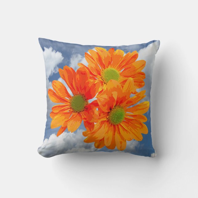 Slechts 3 Gerbera Daisy Blossom + jouw tekst & ide Kussen (Voorkant)