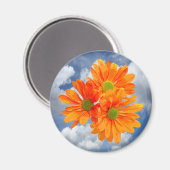 Slechts 3 Gerbera Daisy Blossom + jouw tekst & ide Magneet (Voorkant / Achterkant)