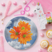 Slechts 3 Gerbera Daisy Blossom + jouw tekst & ide Papieren Bordje (Feest)