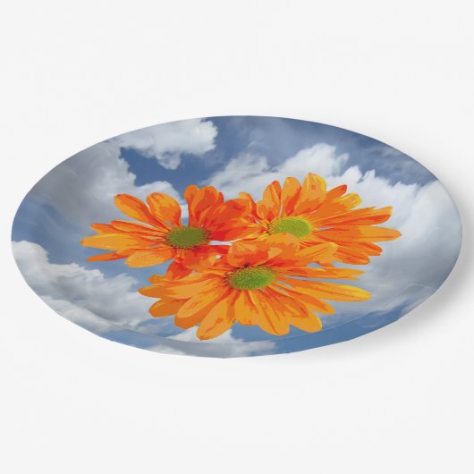 Slechts 3 Gerbera Daisy Blossom + jouw tekst & ide Papieren Bordje (Gekanteld)