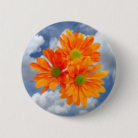 Slechts 3 Gerbera Daisy Blossom + jouw tekst & ide Ronde Button 5,7 Cm (Voorkant)