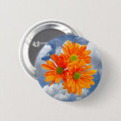 Slechts 3 Gerbera Daisy Blossom + jouw tekst & ide Ronde Button 5,7 Cm (Voorkant /achterkant)