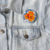 Slechts 3 Gerbera Daisy Blossom + jouw tekst & ide Ronde Button 5,7 Cm (In situ)