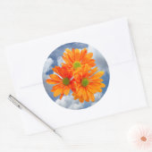 Slechts 3 Gerbera Daisy Blossom + jouw tekst & ide Ronde Sticker (Envelop)