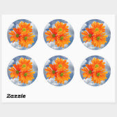 Slechts 3 Gerbera Daisy Blossom + jouw tekst & ide Ronde Sticker (Vel)