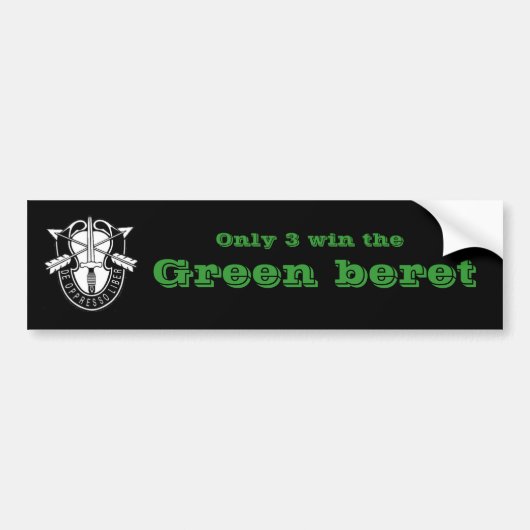 Slechts drie winnen de groene beret bumpersticker (Voorkant)