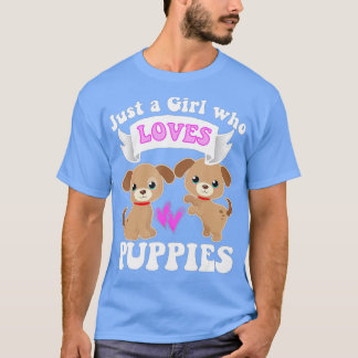 SLECHTS EEN MEISJE DIE VAN PUPPIES HOUDT, Kute Pup T-shirt