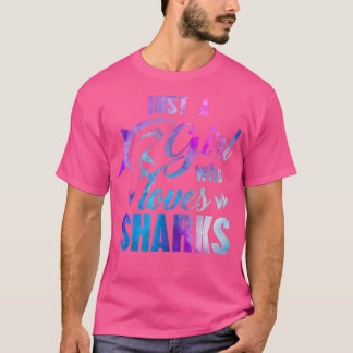 SLECHTS EEN MEISJE DIE VAN SHARKS HOUDT Vrouwen Ma T-shirt