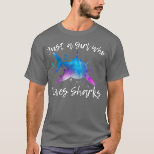 SLECHTS EEN MEISJE DIE VAN SHARKS REKENING HOUDT M T-SHIRT