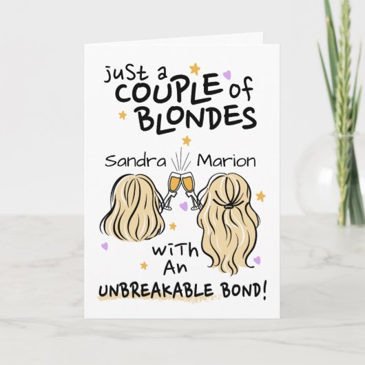 "Slechts een paar blondjes" Custom Names uitnodigi (Voorkant)