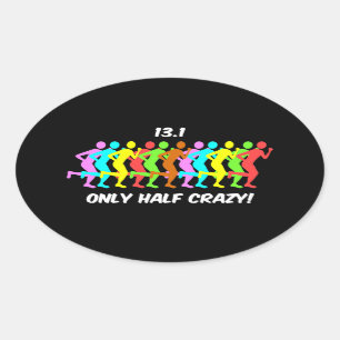 slechts half gek ovale sticker