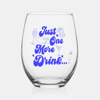 Slechts Nog Eén Drankje Grappige Retro Tekst Wijnglas Zonder Voet