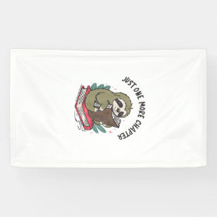 Slechts nog een hoofdstuk Cute Sloth Bookworm Slot Spandoek