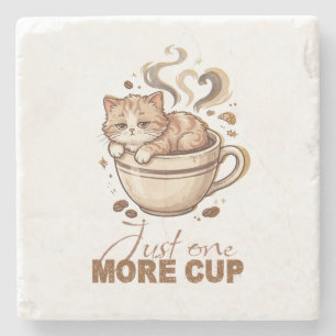 Slechts Nog Eén Kopje Grappige Kat Coffee Marble O Stenen Onderzetter