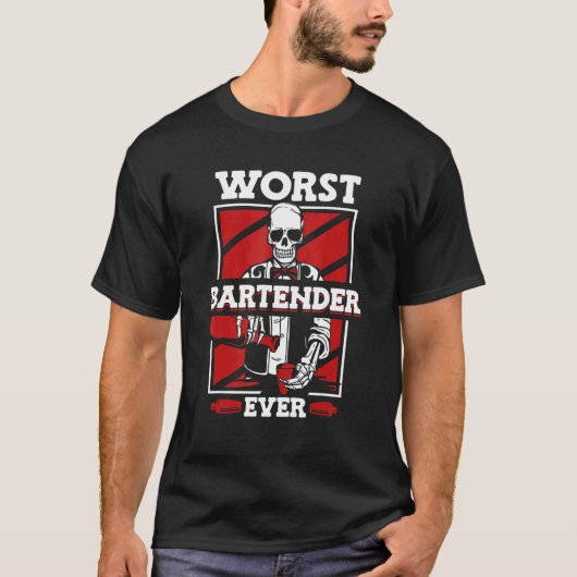 Slechtste Bartender Ooit Mixologist Barmann Barten T-shirt (Voorkant)