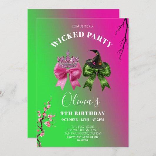 Slechtste Boogmeisje Verjaardagsfeest Uitnodiging (Voorkant / Achterkant)