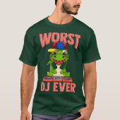 Slechtste DJ ooit Grappig T Rex Dinosaurus Sarcast T-shirt (Voorkant)