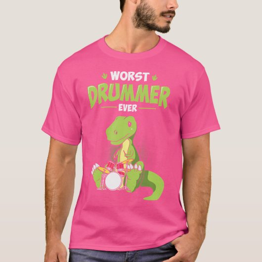 Slechtste drummer ooit Funny T-Rex Shirt Drummer G (Voorkant)