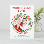 Slechtste jaar ooit Grappige Donkere Humor Kerst Feestdagenkaart (Staand voorkant)