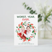 Slechtste jaar ooit Grappige Familiefoto Kerstmis Briefkaart (Staand voorkant)
